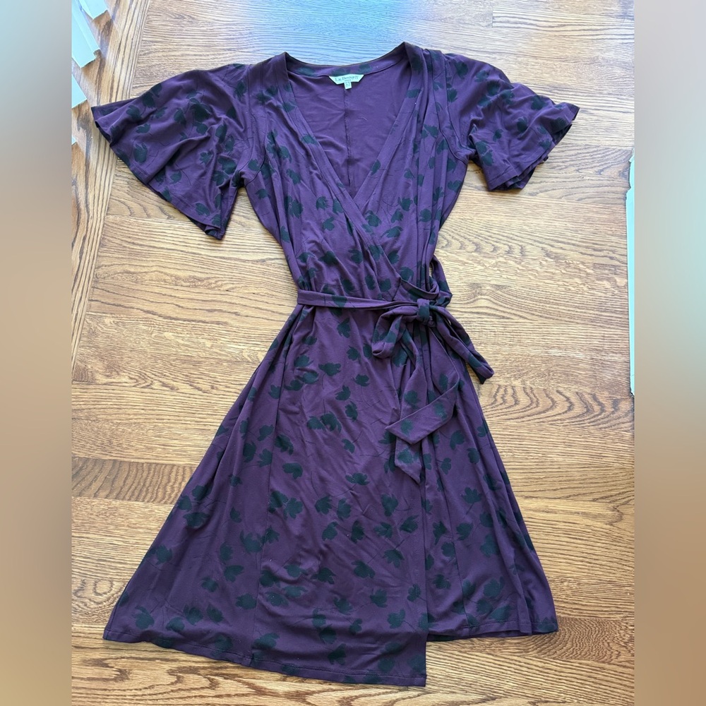 LK BENNETT Floral Wrap Dress Midi Dark Romance Plum‎ Classic Elegant Feminine 8